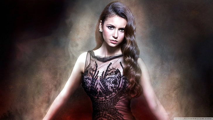 Nina Dobrev, women, actress, brunette, The Vampire Diaries, HD wallpaper