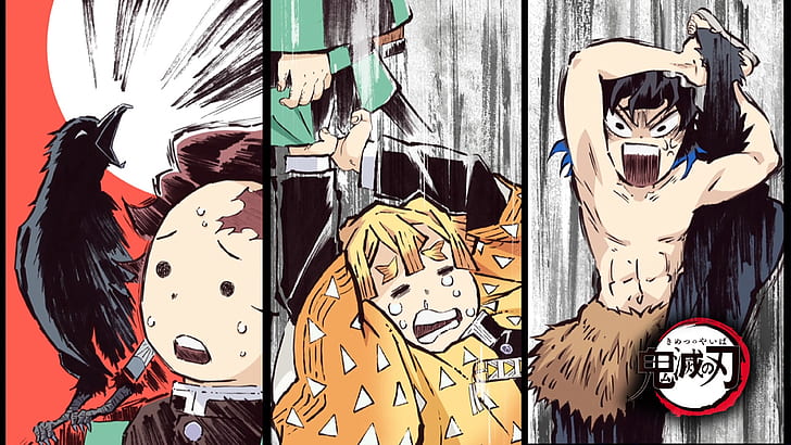 Anime, Demon Slayer: Kimetsu no Yaiba, Inosuke Hashibira, Tanjirou Kamado, HD wallpaper