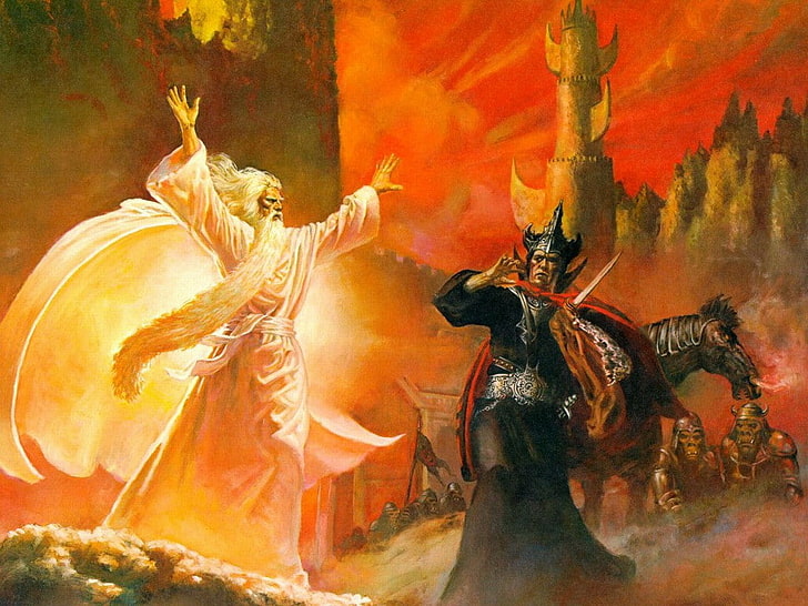 fantasy art, The Lord of the Rings, Gandalf, orcs, Mordor, art and craft