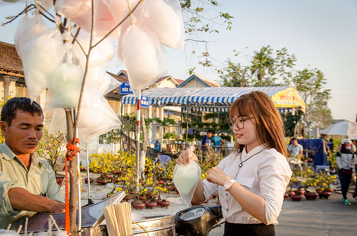 beautiful, candy floss, cotton candy, girl, real people, market
