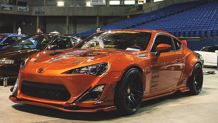 car, vehicle, orange cars, Toyota GT86, Toyota 86, front angle view