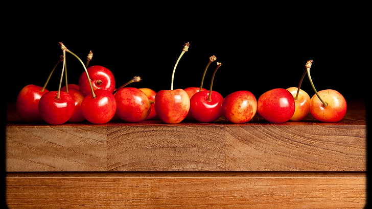 fruit, cherries (food), wooden surface, food and drink, healthy eating, HD wallpaper
