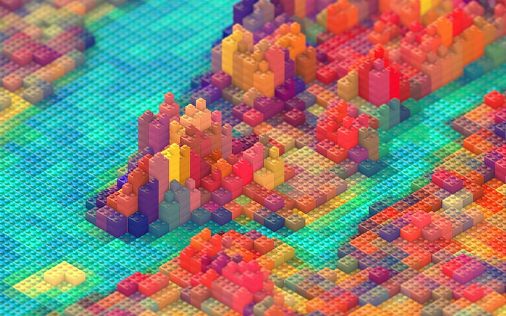 LEGO toy lot, digital art, cityscape, colorful, New York City, HD wallpaper