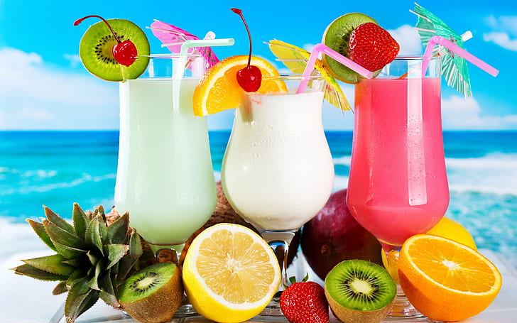 Fresh Summer Cocktails, pinacolada, drinks, HD wallpaper
