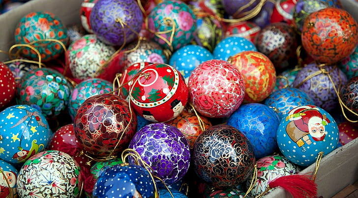 colorful, Christmas, Christmas ornaments