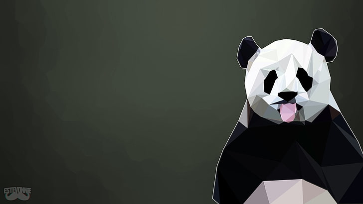 Panda digital wallpaper, poly, animals, low poly, representation, HD wallpaper