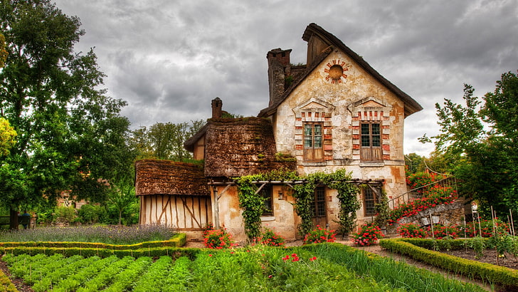 cottage, house, hameau de la reine, marie antoinette, france, HD wallpaper