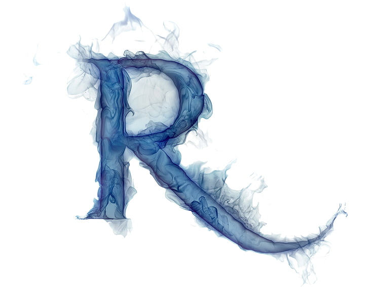 HD wallpaper: blue R letter clip art, smoke, gas, Litera, white background  | Wallpaper Flare
