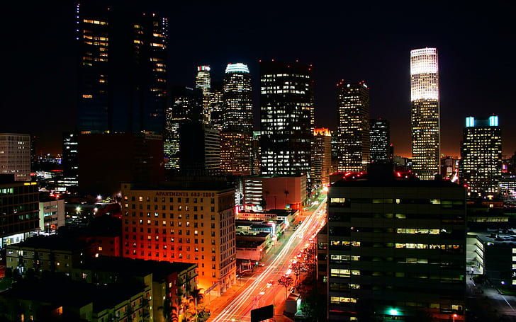 Los Angeles, California, city photography at night, world, 1920x1200