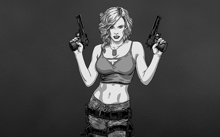 artwork, gun, women, Red Alert, Tanya (Red Alert), video games