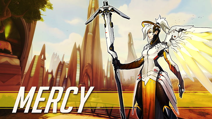 Mercy digital wallpaper, Blizzard Entertainment, Overwatch, video games