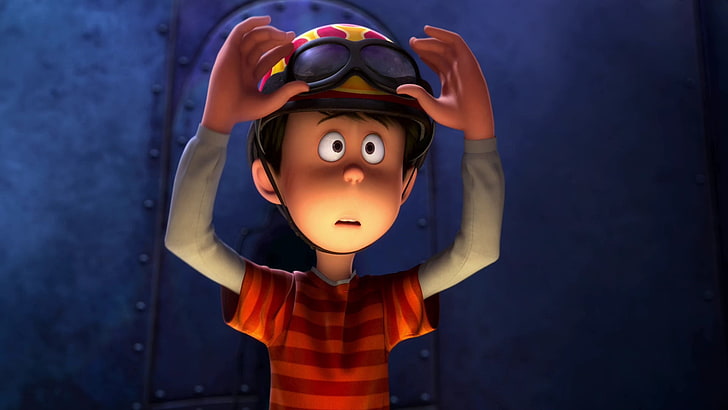 boy wearing helmet digital art, movies, animated movies, childhood, HD wallpaper