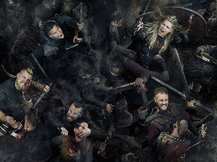 vikings, tv shows, hd, 4k, group of people, young women, large group of people