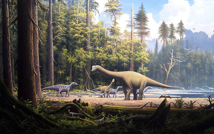 gray dinosaur, Animal, plant, tree, animal themes, mammal, nature, HD wallpaper