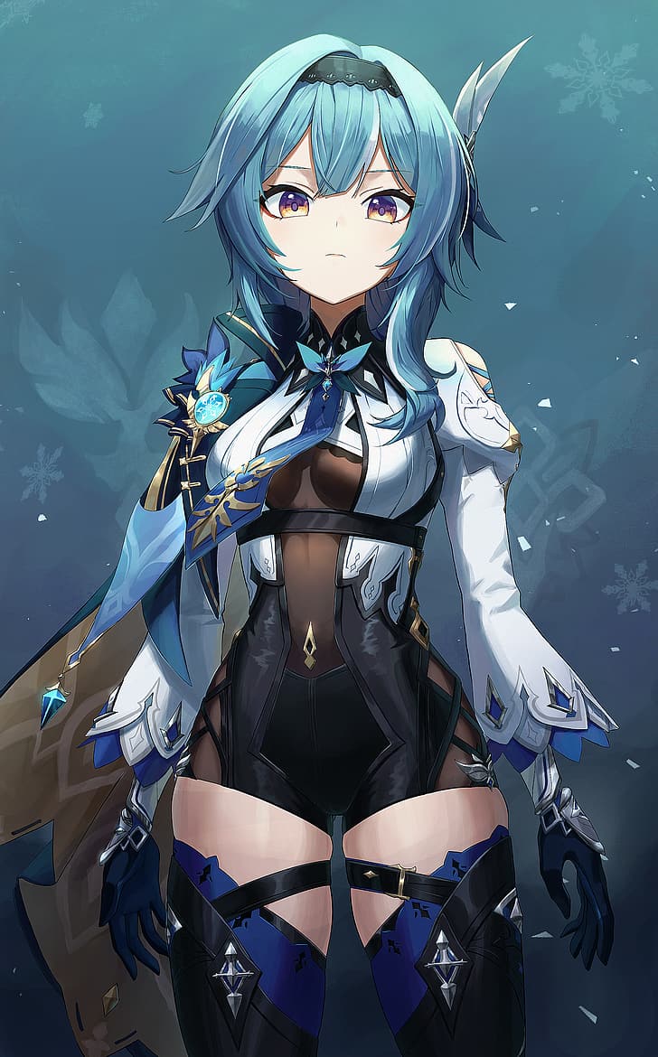 Eula(Genshin impact), video game art, video games, blue hair, HD wallpaper