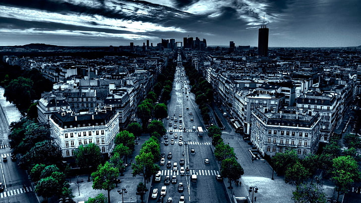 city road, aerial photo of building and road, France, cityscape, HD wallpaper