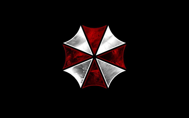 Umbrella Corporation, Resident Evil, logo, black background