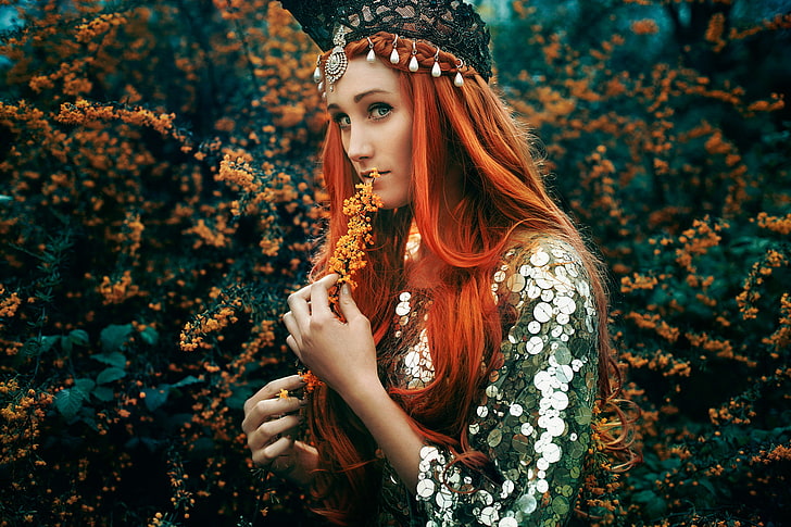 decoration, flowering, the red-haired girl, Bella Kotak, The Tempest, HD wallpaper