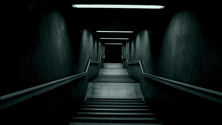 gray stair, black, stairs, the way forward, direction, architecture, HD wallpaper