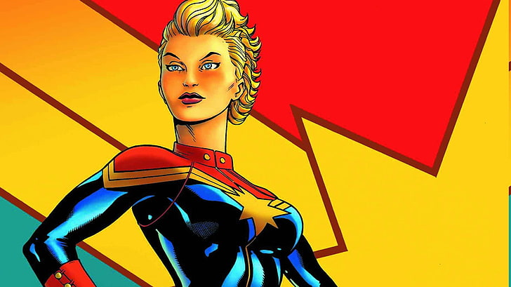 Captain Marvel, Carol Danvers, Marvel Comics, superhero, yellow