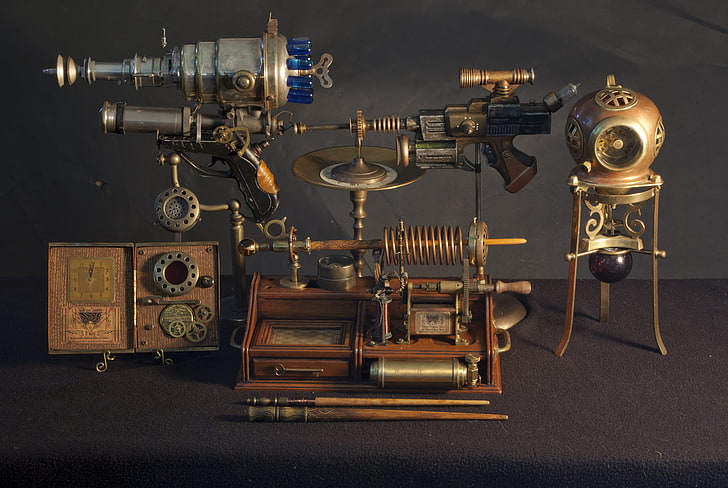 mechanical, steampunk, indoors, technology, antique, no people, HD wallpaper