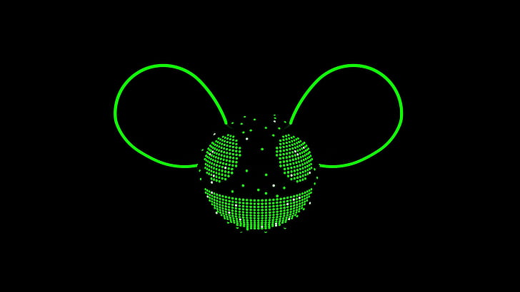 deadmau5, logo, studio shot, black background, green color