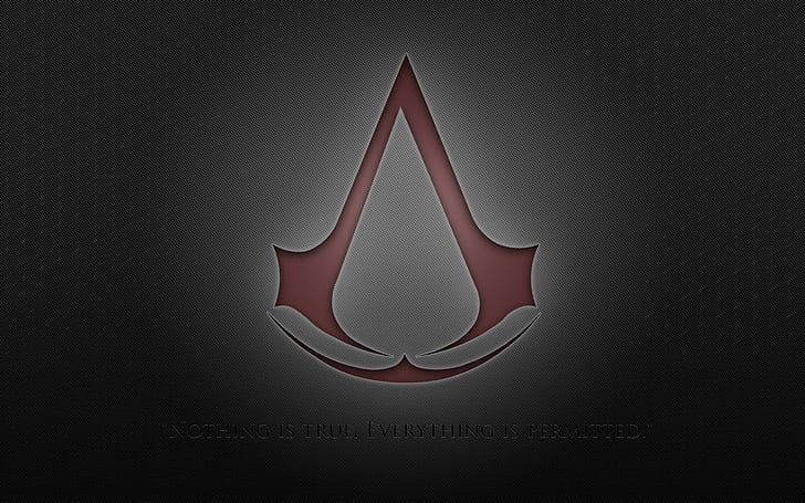 assassins creed, assassins symbol, red, background, quote, HD wallpaper