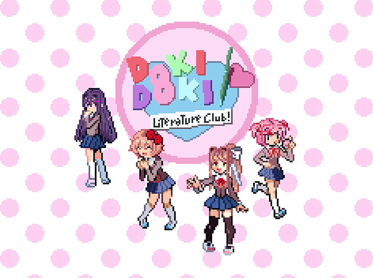 Doki Doki Literature Club, anime girls, visual novel, Monika (Doki Doki Literature Club), HD wallpaper