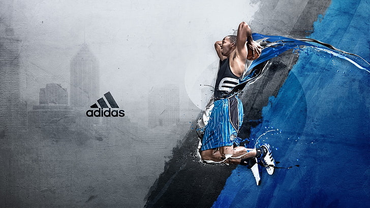 Dwight Howard, jumping, basketball, Adidas, young adult, one person