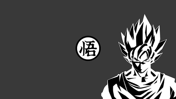 black and white illustration of man, Son Goku, Dragon Ball, one person
