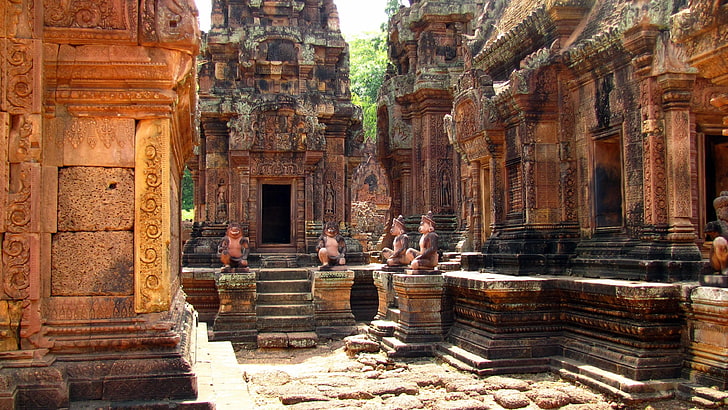 cambodia, historic site, temple, banteay srei, ancient history, HD wallpaper