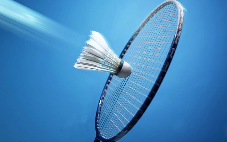 badminton, sport, blue, racket, tennis, tennis racket, motion, HD wallpaper