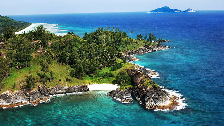 Beautiful Point On The Seychelles Isl, trees, island, shore, nature and landscapes