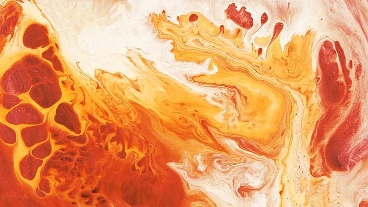 orange and white abstract painting, Fluid, 4K, HD wallpaper