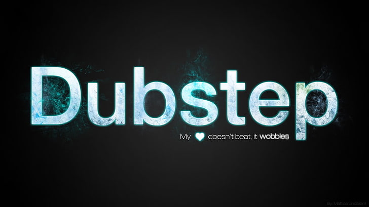 Dubstep text on black background, music, digital art, typography
