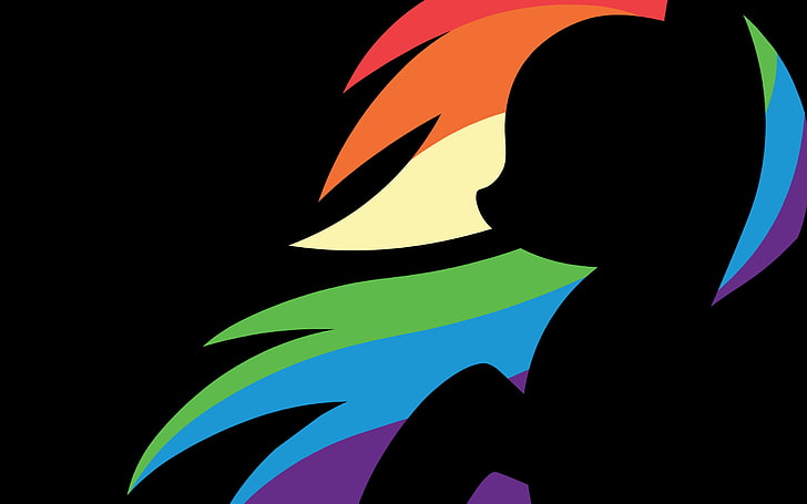 My Little Pony, Rainbow Dash, minimalism, multi colored, silhouette, HD wallpaper