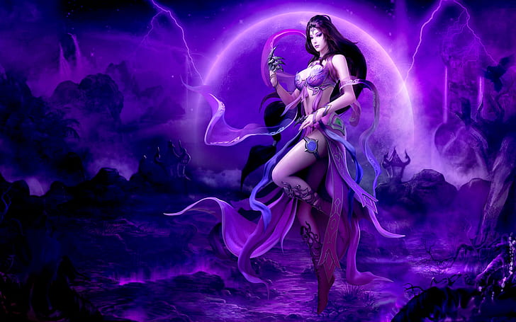 Fantasy, Women Warrior, Girl, Purple, Woman, HD wallpaper