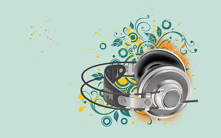 Vector Headphone, gray headphones, vector and design, HD wallpaper
