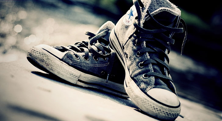 Made For Dancing, pair of black-and-white Converse All-Star mid-rise sneakers, HD wallpaper