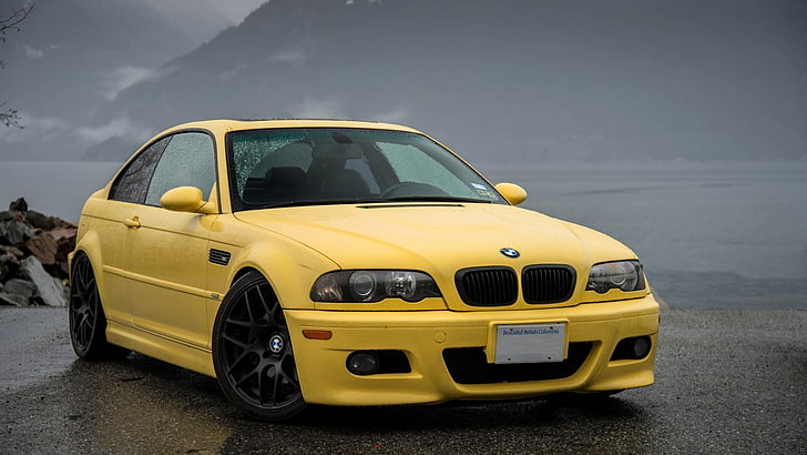 yellow BMW E46 coupe, car, mode of transportation, motor vehicle