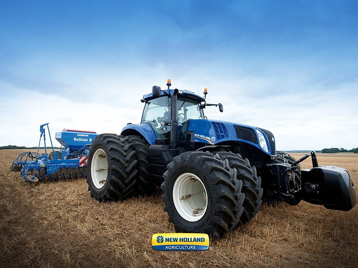 Tractors, New Holland Tractor, sky, day, land vehicle, field, HD wallpaper