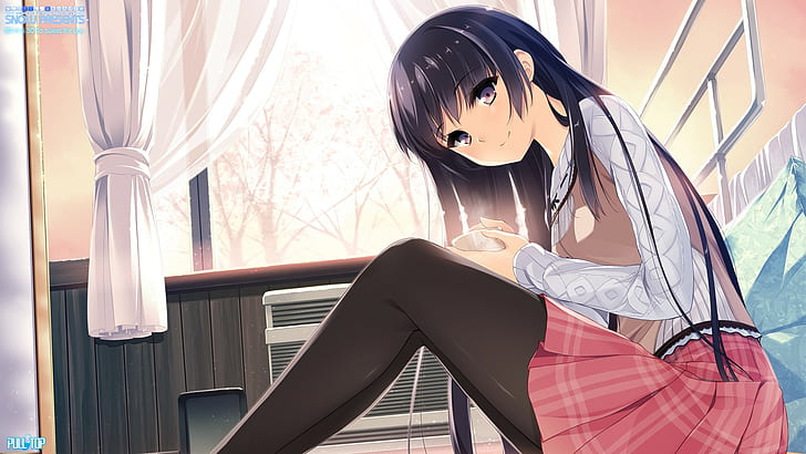 Habane Kotori, anime girls, stockings, red skirt, school uniform, HD wallpaper
