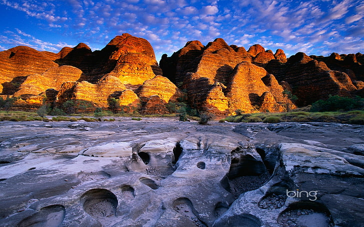 Dry riverbed-2013 Bing widescreen wallpaper, rock formation wallpaper