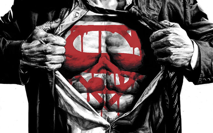 Superman illustration, superhero, artwork, men, selective coloring, HD wallpaper