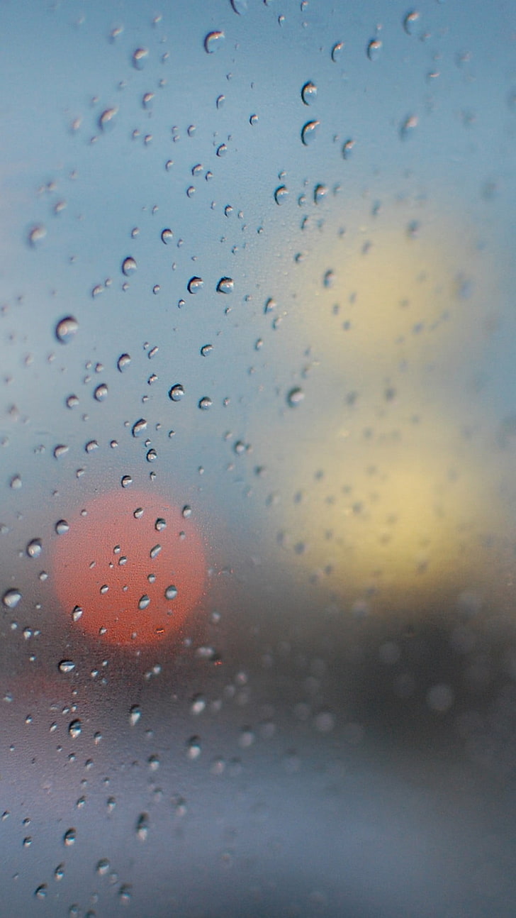 bokeh photography of water droplets, rain, wet, glass - material