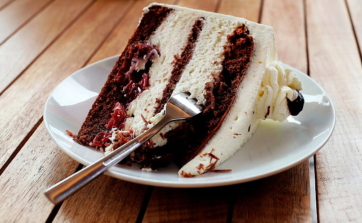 strawberry cheesecake, slice, cream, pastries, dessert, food, HD wallpaper