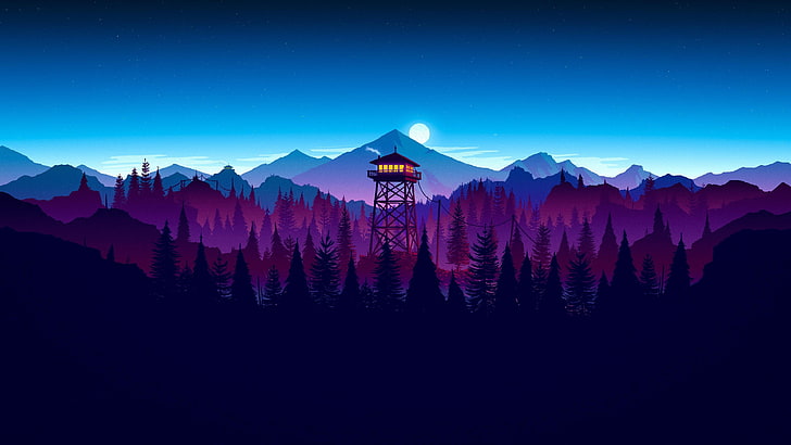 HD wallpaper: tower and mountain at distance digital wallpaper, moon, game  | Wallpaper Flare