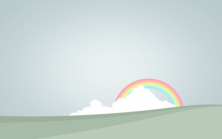 rainbows, valley, minimalism, HD wallpaper
