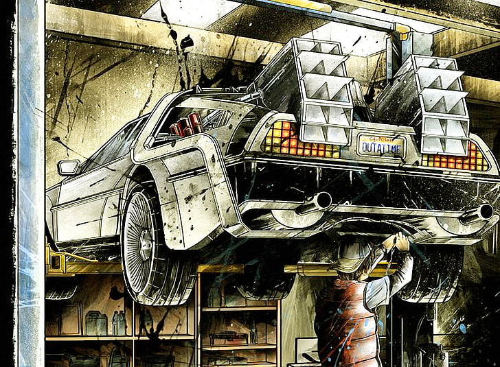 white vehicle illustration, animated movies, time, Back to the Future, HD wallpaper