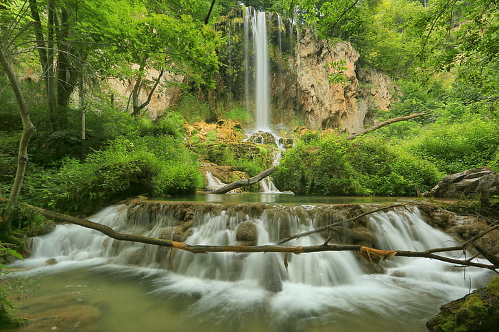 timelapse photography of waterfalls, falling spring, va, falling spring, va, HD wallpaper